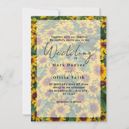 Rustikale Sonnenblumen Einladung (Vorderseite)