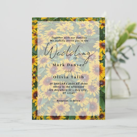 Rustikale Sonnenblumen Einladung (Stehend Vorderseite)