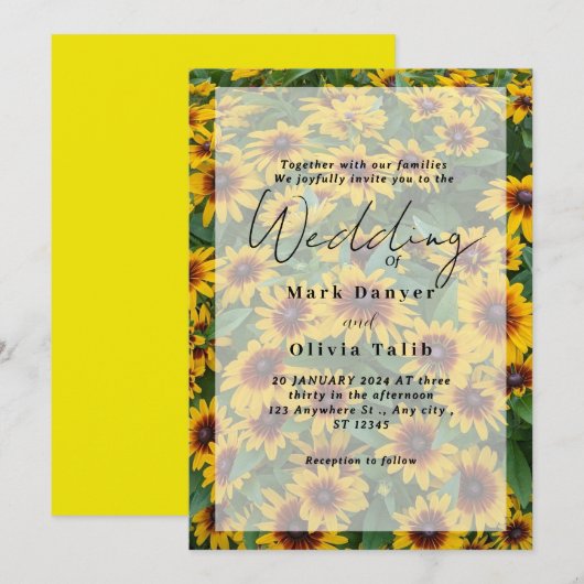 Rustikale Sonnenblumen Einladung (Vorne/Hinten)