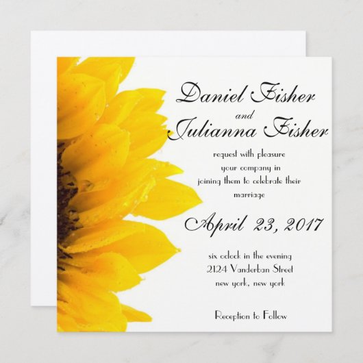 Rustikale Sonnenblumen Einladung (Vorne/Hinten)