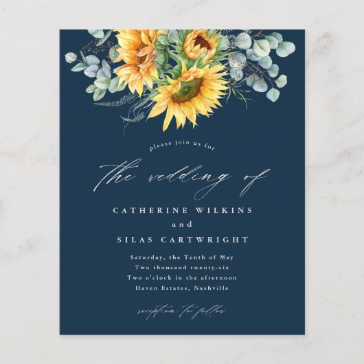 Rustikale Sonnenblumen Einladung (Vorderseite)