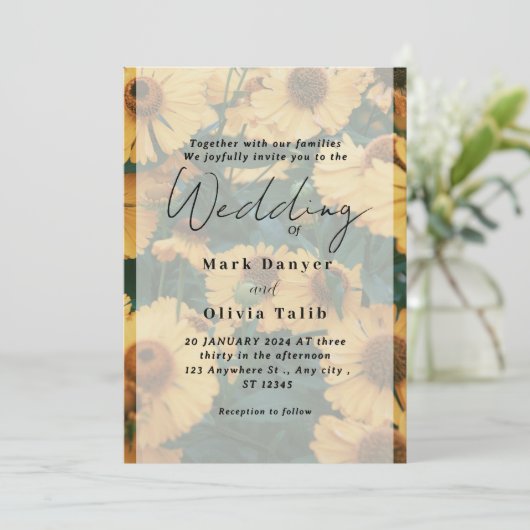 Rustikale Sonnenblumen Einladung (Stehend Vorderseite)