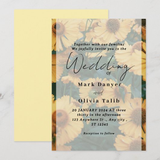 Rustikale Sonnenblumen Einladung (Vorne/Hinten)