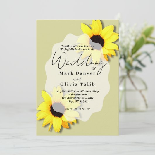 Rustikale Sonnenblumen Einladung (Stehend Vorderseite)