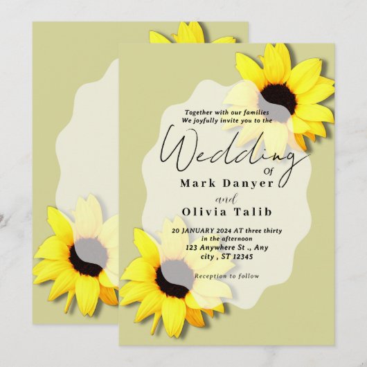 Rustikale Sonnenblumen Einladung (Vorne/Hinten)