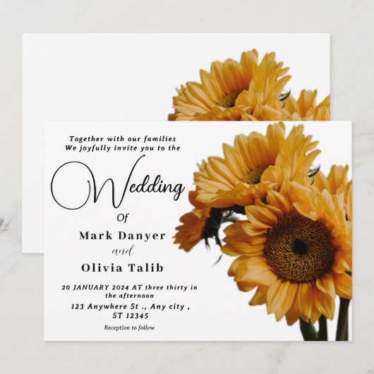 Rustikale Sonnenblumen Einladung (Vorne/Hinten)