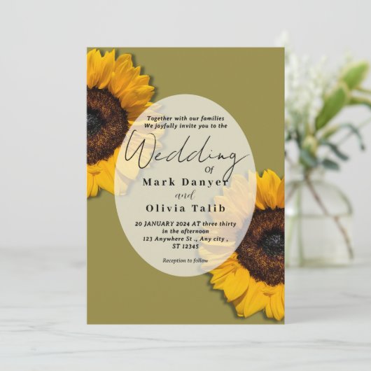 Rustikale Sonnenblumen Einladung (Stehend Vorderseite)