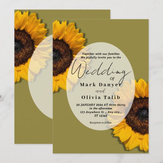 Rustikale Sonnenblumen Einladung (Vorne/Hinten)