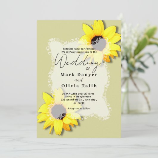 Rustikale Sonnenblumen Einladung (Stehend Vorderseite)