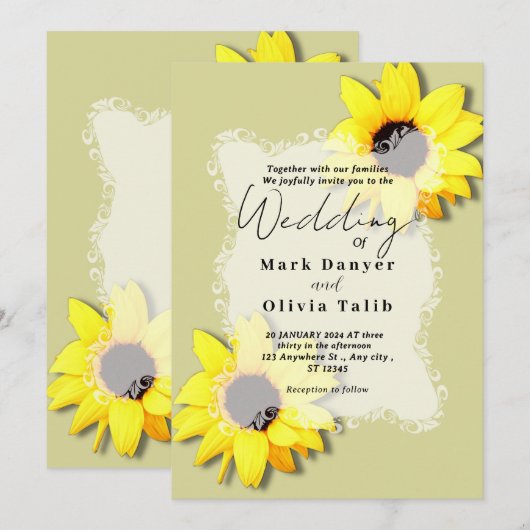 Rustikale Sonnenblumen Einladung (Vorne/Hinten)