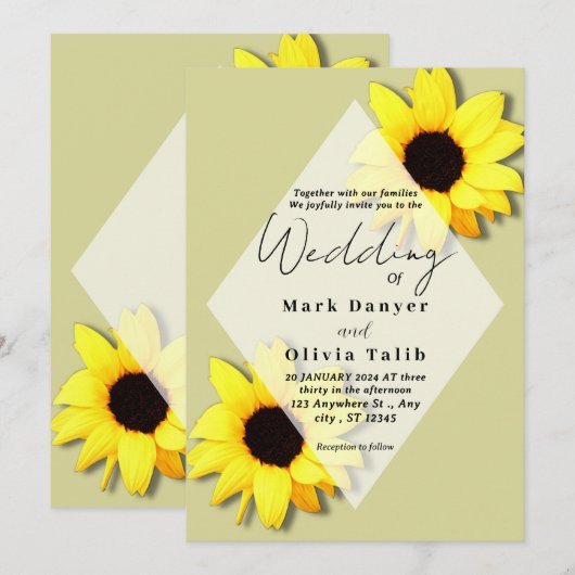 Rustikale Sonnenblumen Einladung (Vorne/Hinten)