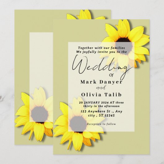 Rustikale Sonnenblumen Einladung (Vorne/Hinten)