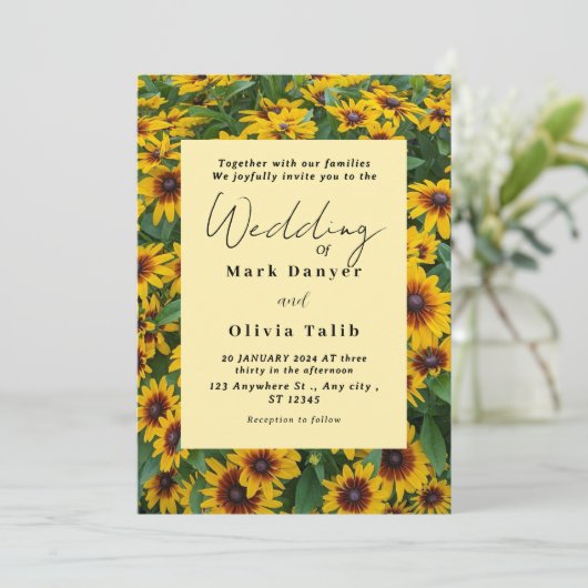Rustikale Sonnenblumen Einladung (Stehend Vorderseite)