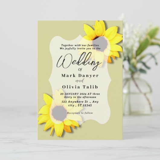 Rustikale Sonnenblumen Einladung (Stehend Vorderseite)