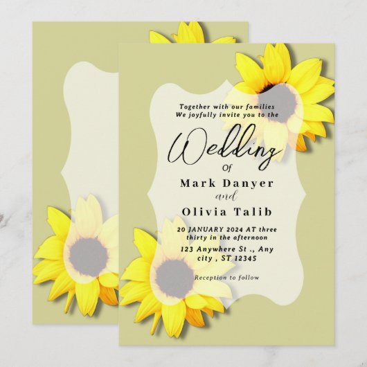 Rustikale Sonnenblumen Einladung (Vorne/Hinten)