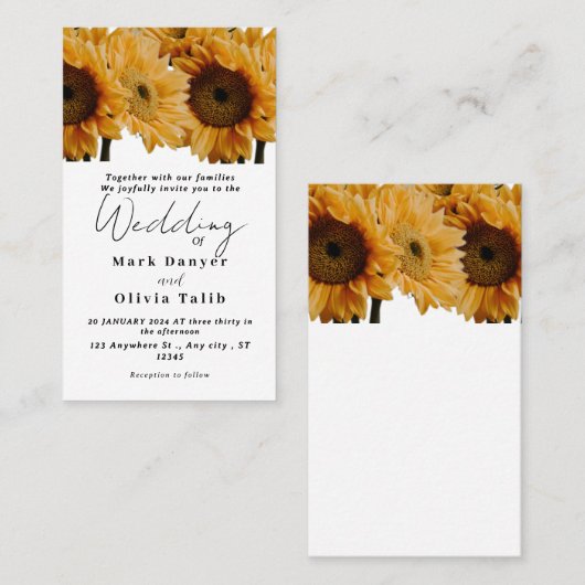 Rustikale Sonnenblumen Einladung (Vorne/Hinten)