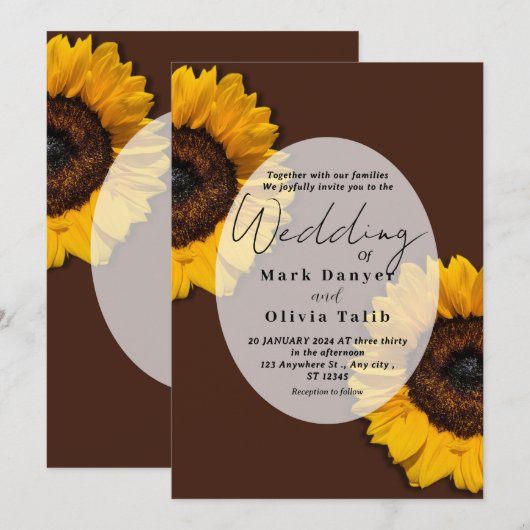 Rustikale Sonnenblumen Einladung (Vorne/Hinten)