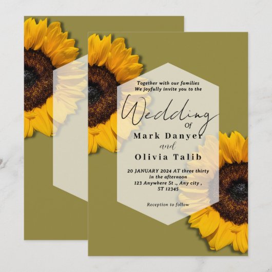 Rustikale Sonnenblumen Einladung (Vorne/Hinten)