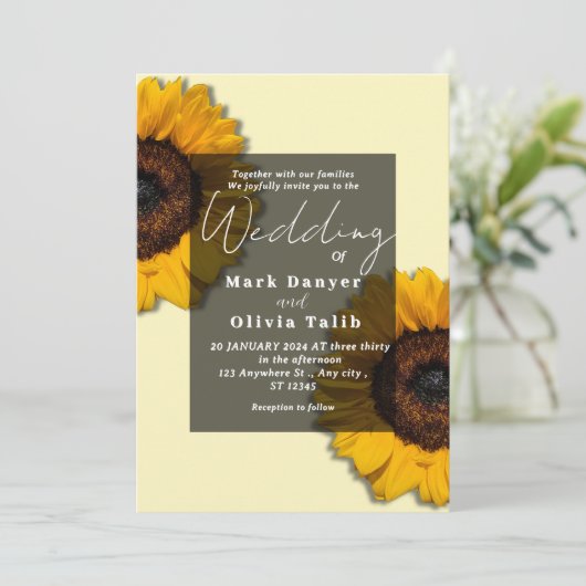 Rustikale Sonnenblumen Einladung (Stehend Vorderseite)