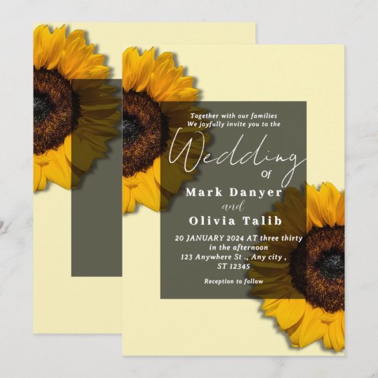 Rustikale Sonnenblumen Einladung (Vorne/Hinten)