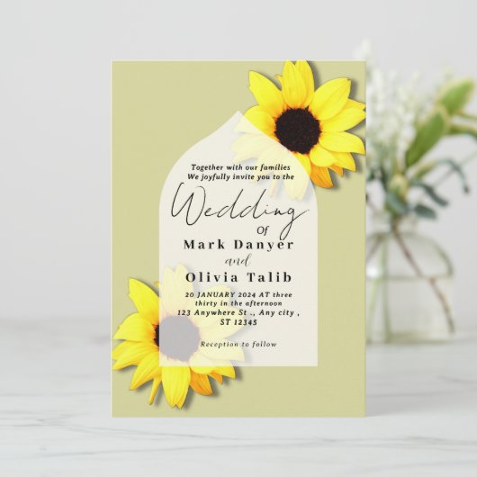 Rustikale Sonnenblumen Einladung (Stehend Vorderseite)