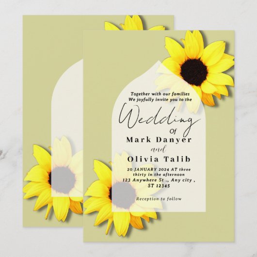 Rustikale Sonnenblumen Einladung (Vorne/Hinten)