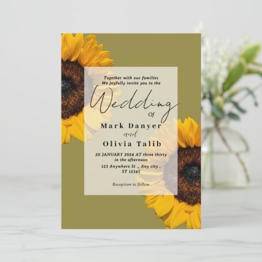 Rustikale Sonnenblumen Einladung (Stehend Vorderseite)