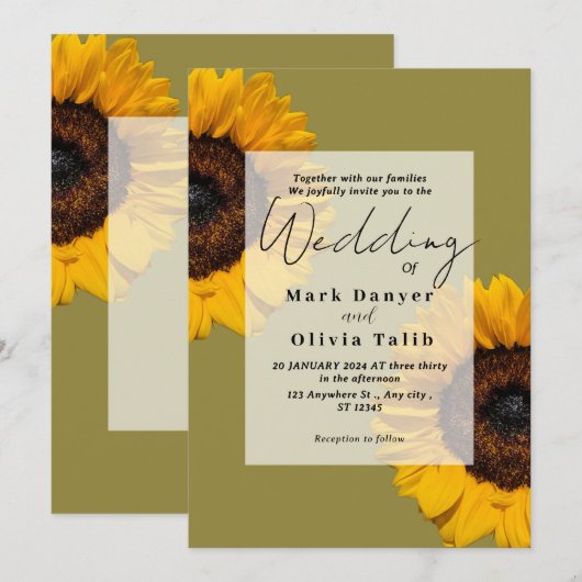 Rustikale Sonnenblumen Einladung (Vorne/Hinten)