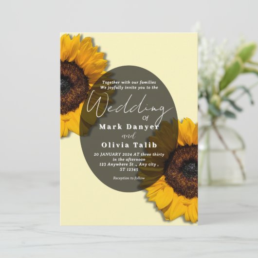 Rustikale Sonnenblumen Einladung (Stehend Vorderseite)