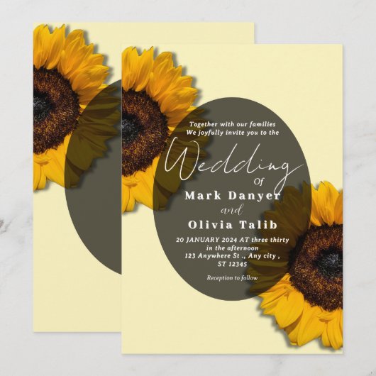 Rustikale Sonnenblumen Einladung (Vorne/Hinten)