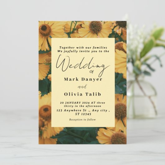 Rustikale Sonnenblumen Einladung (Stehend Vorderseite)