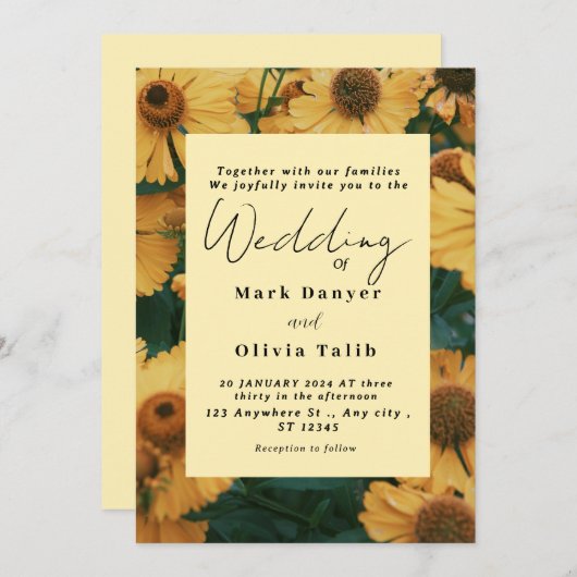 Rustikale Sonnenblumen Einladung (Vorne/Hinten)