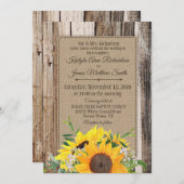 Rustikale Sonnenblumen Einladung Hochzeit (Vorne/Hinten)