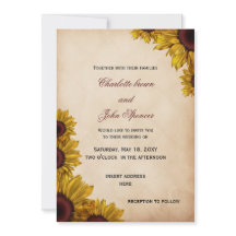 Rustikale Sonnenblumen Einladungen für Hochzeiten