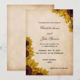 Rustikale Sonnenblumen Einladungen für Hochzeiten