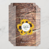 Rustikale Sonnenblumen Einladungen für Hochzeiten (Vorne/Hinten)