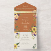 Rustikale Sonnenblumen Elegante Blumenhochzeit All In One Einladung (Innen Boden)