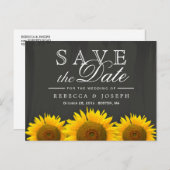 Rustikale Sonnenblumen Elegantes Chalkboard Save t Ankündigungspostkarte (Vorne/Hinten)