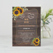 Rustikale Sonnenblumen Empfang Einladung (Stehend Vorderseite)