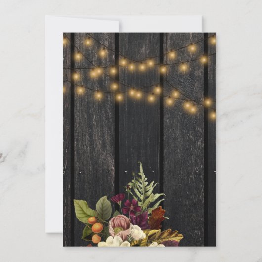 Rustikale Sonnenblumen ernten Holz Erntedank Abend Einladung (Rückseite)