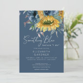 Rustikale Sonnenblumen Etwas Blaues Brautparty Einladung (Stehend Vorderseite)