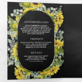 Rustikale Sonnenblumen Eukalyptus 3 in 1 Schwarze  Dreifach Gefaltete Einladung (Innen Erste Seite)