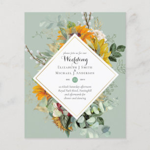 Rustikale Sonnenblumen Eukalyptus Grün Hochzeitsei Flyer