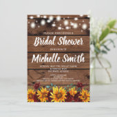 Rustikale Sonnenblumen Fall Bridal Dusche Einladun Einladung (Stehend Vorderseite)