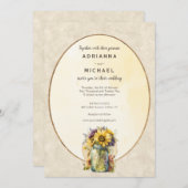 Rustikale Sonnenblumen Fall Mason Jar Hochzeit Ein Einladung (Vorne/Hinten)