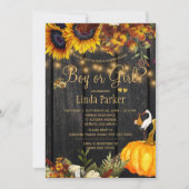 Rustikale Sonnenblumen fallen Baby Dusche Geschlec Einladung (Vorderseite)