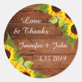 Rustikale Sonnenblumen Fern Wedding Stickers (Vorderseite)