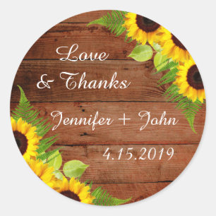 Rustikale Sonnenblumen Fern Wedding Stickers