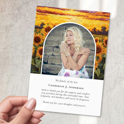 Rustikale Sonnenblumen Foto Beileid Beerdigung Ged Dankeskarte