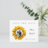 Rustikale Sonnenblumen Foto Hochzeit speichern das Ankündigungspostkarte (Stehend Vorderseite)